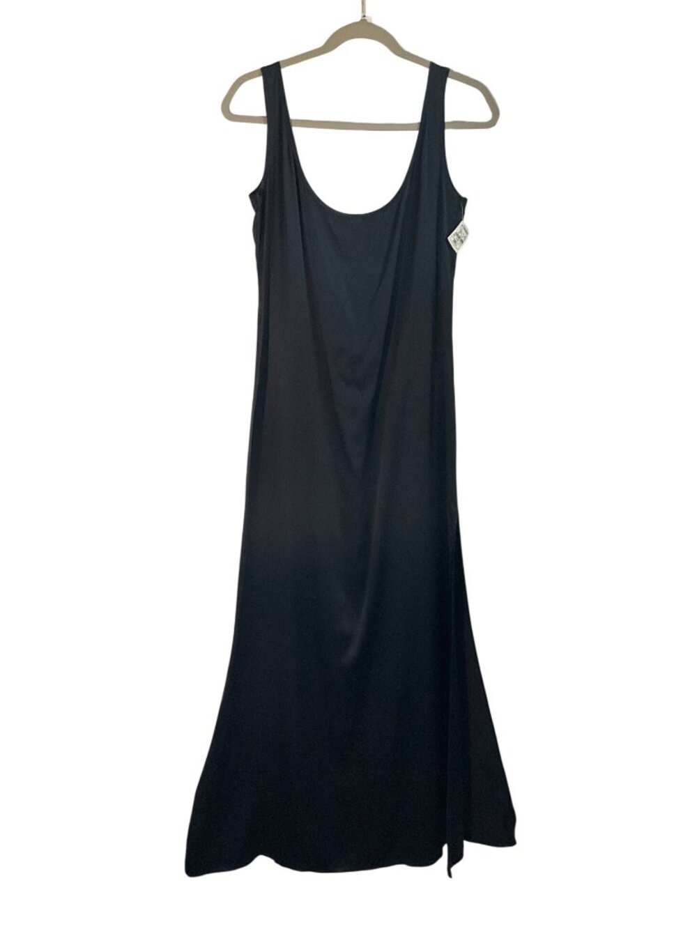 New Natori Small Black Silk Sleeveless Long Maxi Slip Dress Adjustable Back Tie